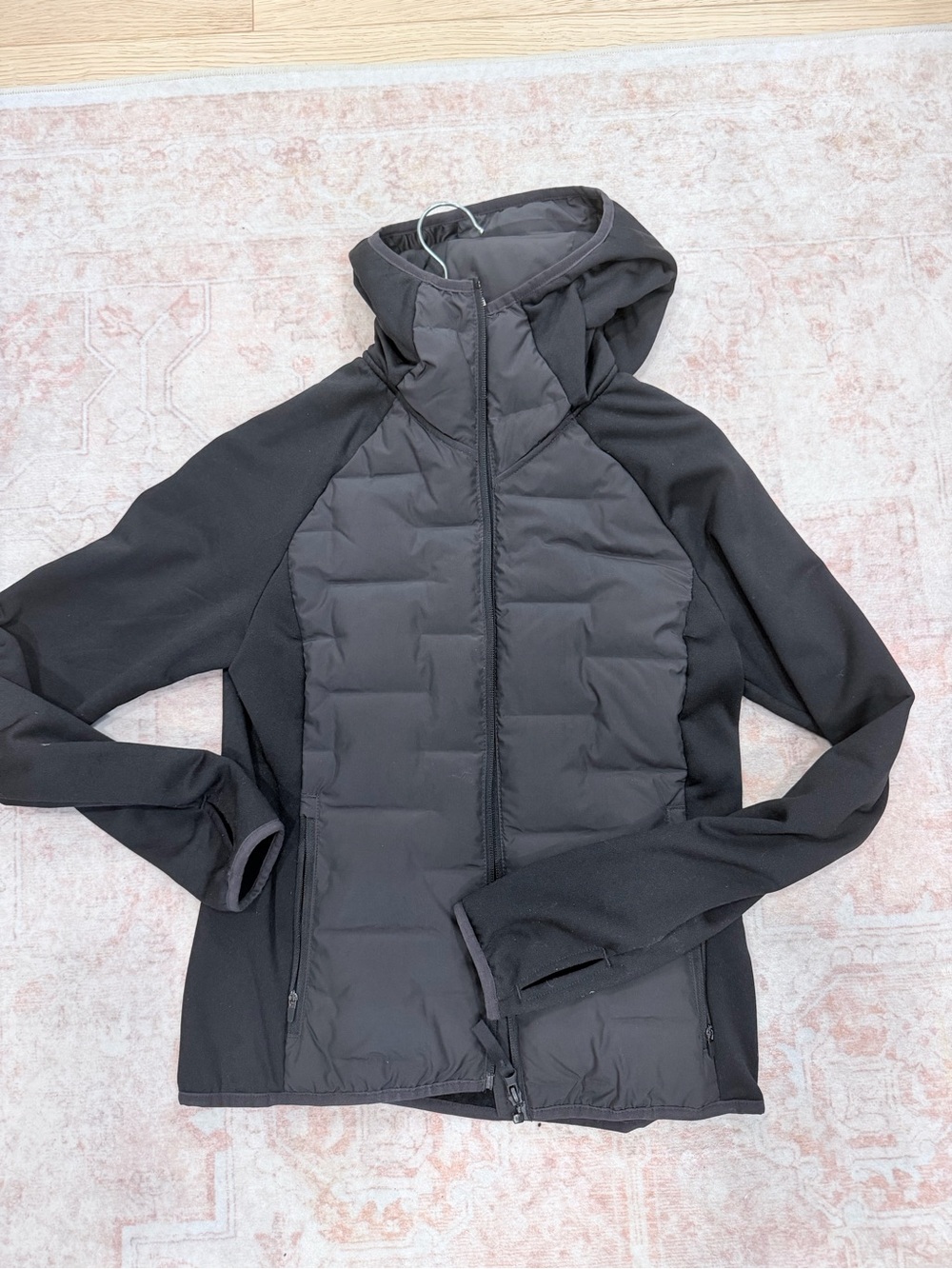 H&M Black Hooded Hybrid Puffer Jacket
